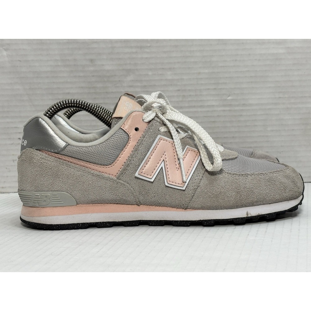 New Balance Kids 574 Core GC574EVK Gray Peach Suede Mesh Sneakers 6.5Y EU39